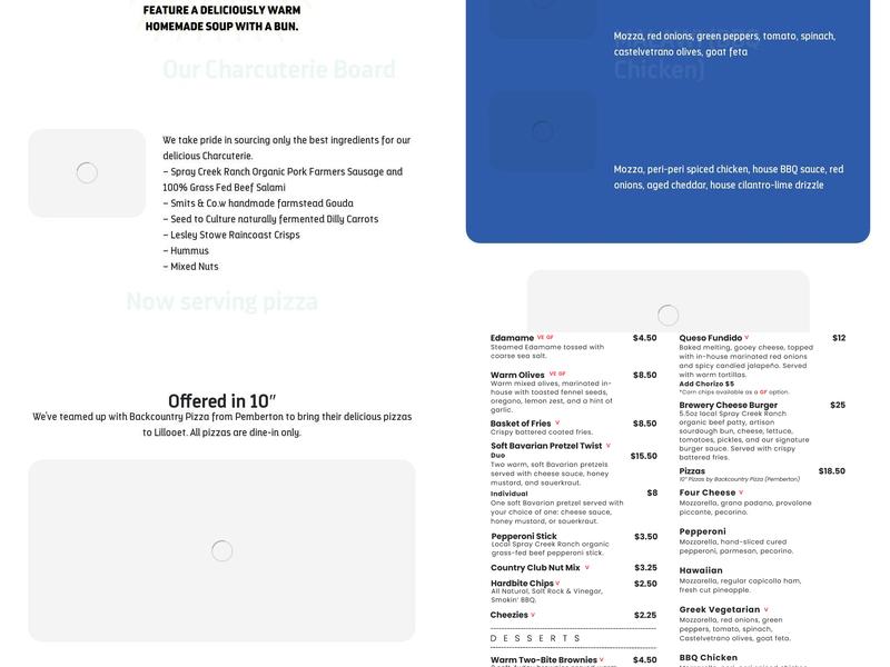 Lillooet Brewing Company Menu