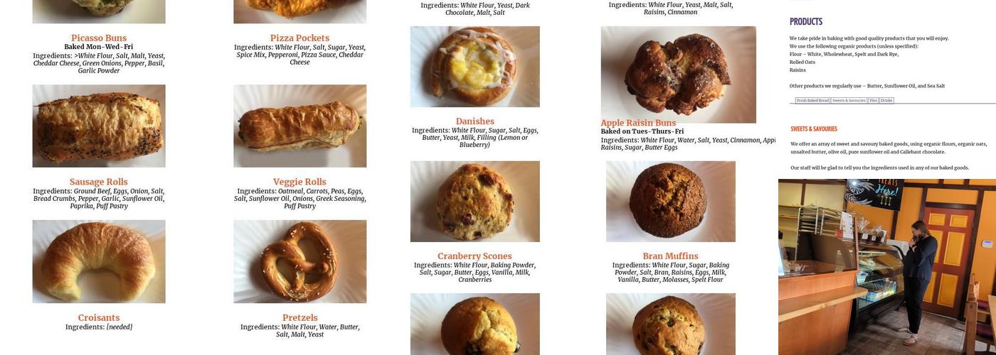 Skeena Bakery Menu