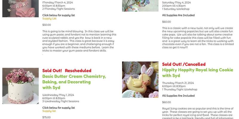 Award Winning Cake Design Menu