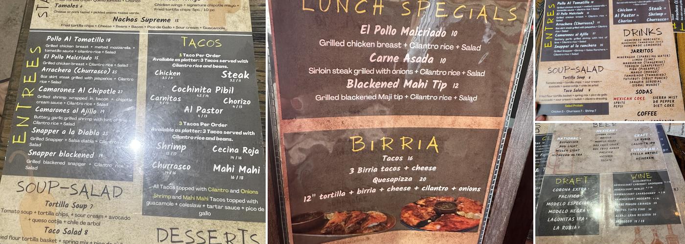 El Taquito Menu