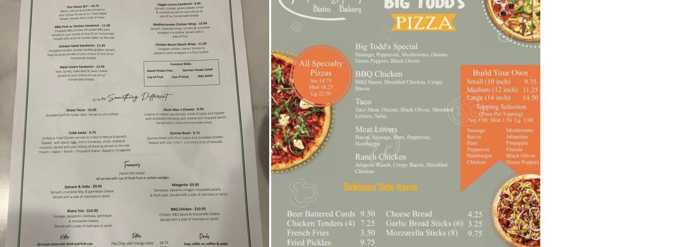 Main Street Bistro & Bakery Menu