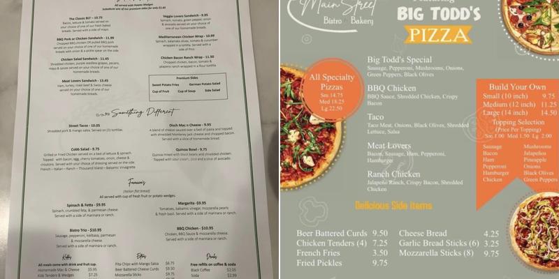 Main Street Bistro & Bakery Menu