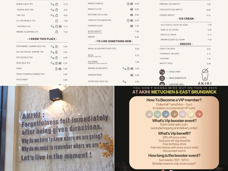 AKIHI Bubble Tea Menu