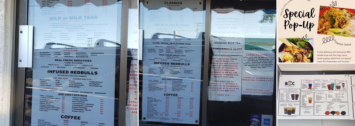 Boba Tea & Coffee Cafe Menu