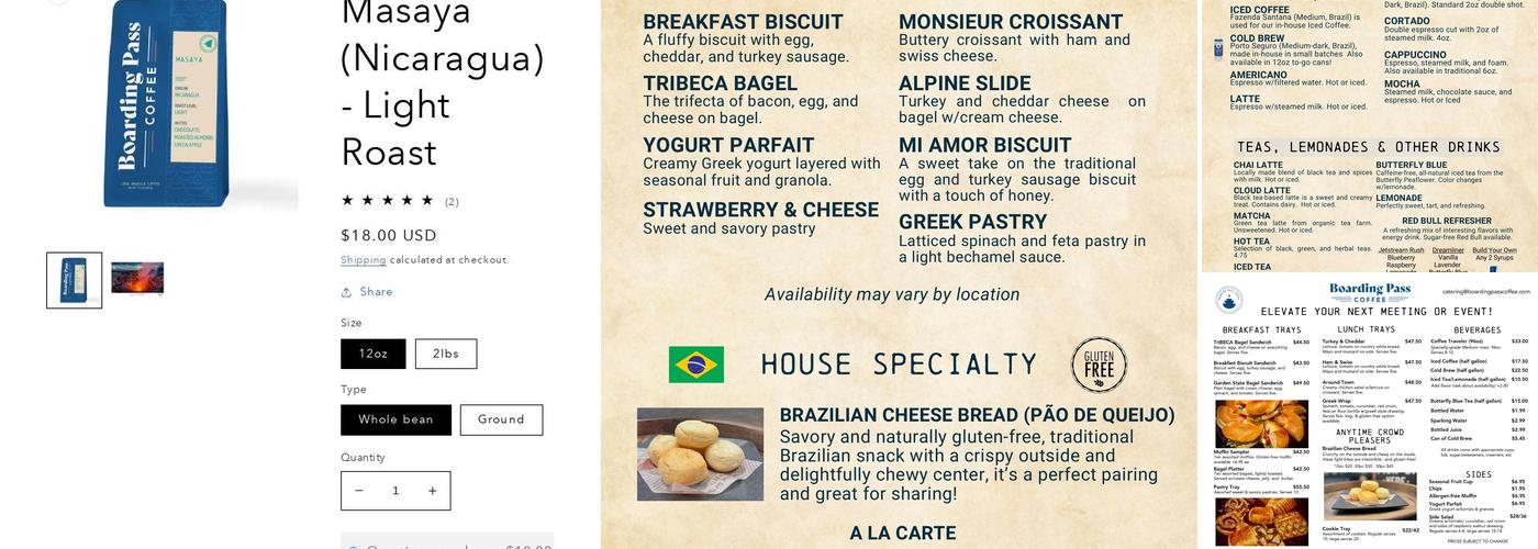 Boarding Pass Coffee - Roastery (Milton, GA) Menu