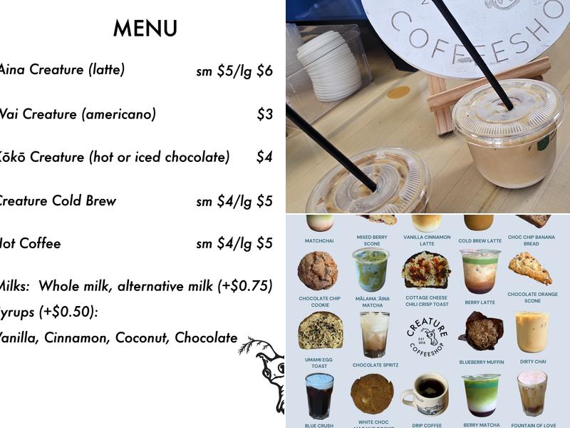 Creature Coffeeshop Menu