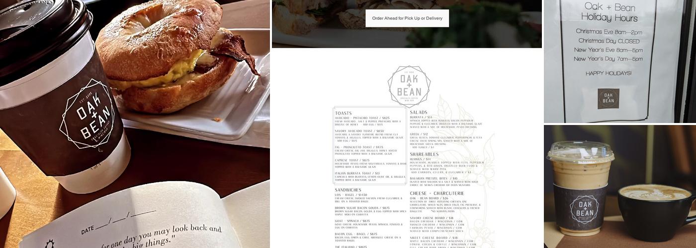 Oak + Bean Menu