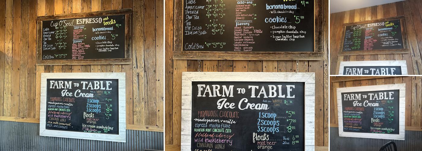 Farm to Table Ice Cream Menu