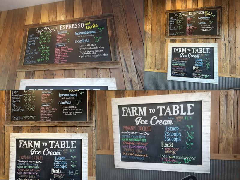Farm to Table Ice Cream Menu