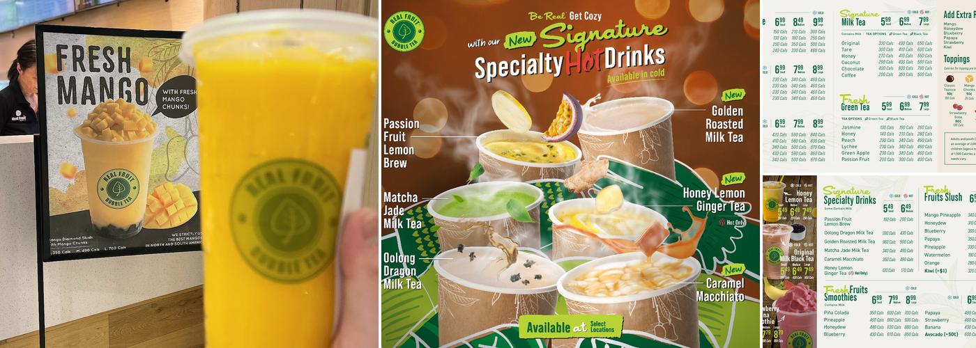 Real Fruit Bubble Tea Menu