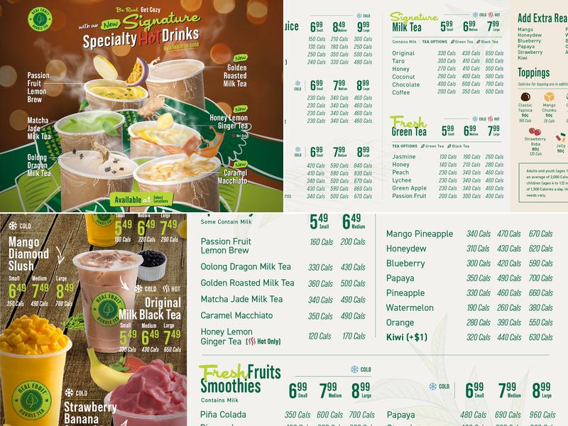 Real Fruit Bubble Tea Menu