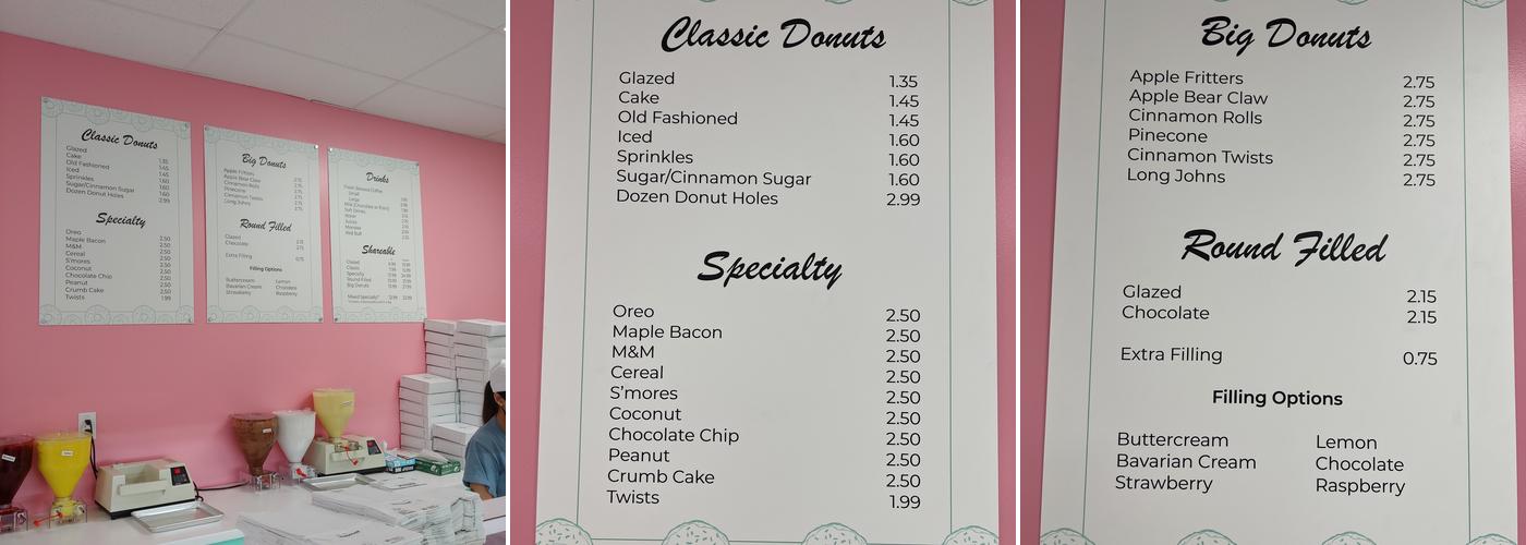 Heritage Donuts Menu