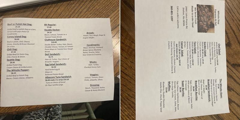 Whistle Stop Espresso & Deli Menu