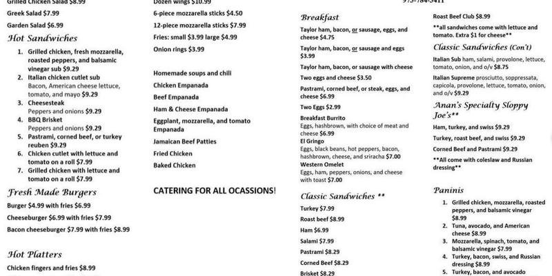 Green Pond Deli Menu