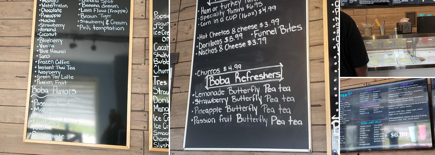 Scoops and Sweet bubbles Menu