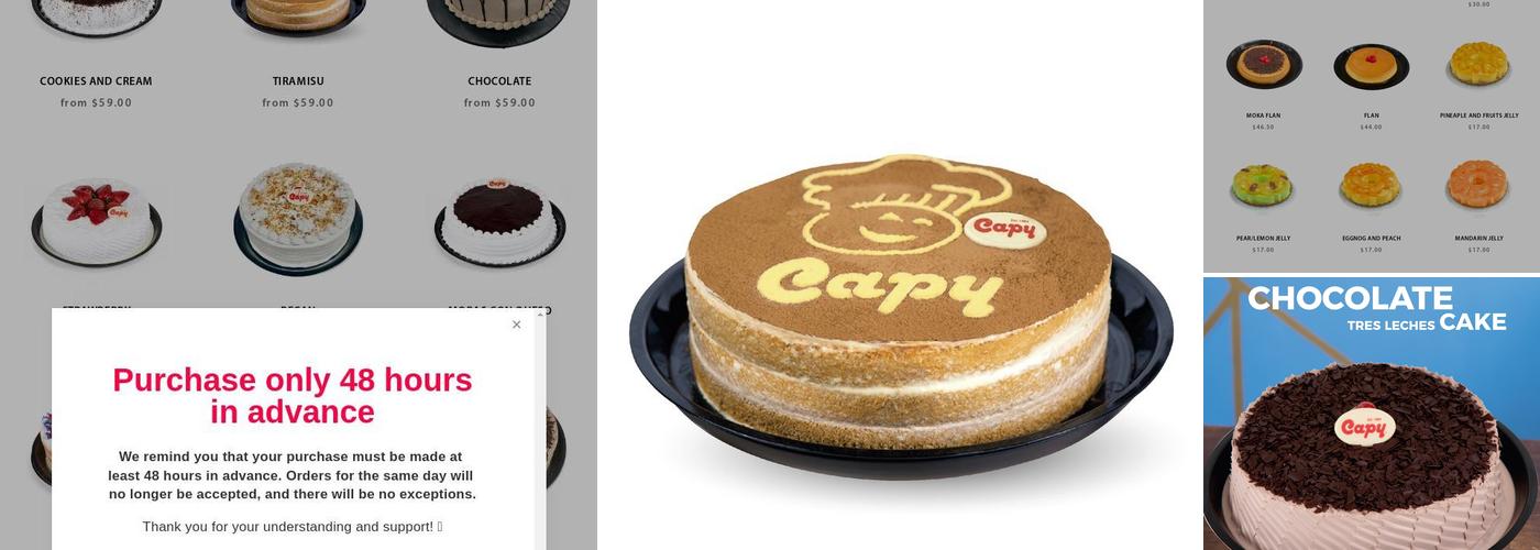 Capy Tres Leches Cake Menu