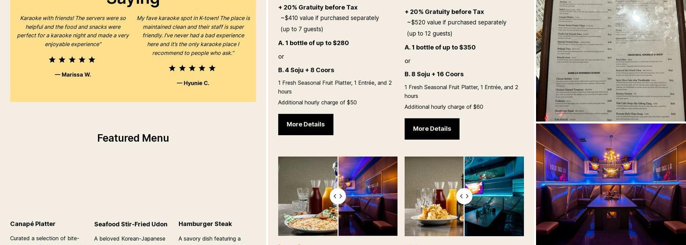 Palm Tree Karaoke / 棕榈樹 KTV Menu