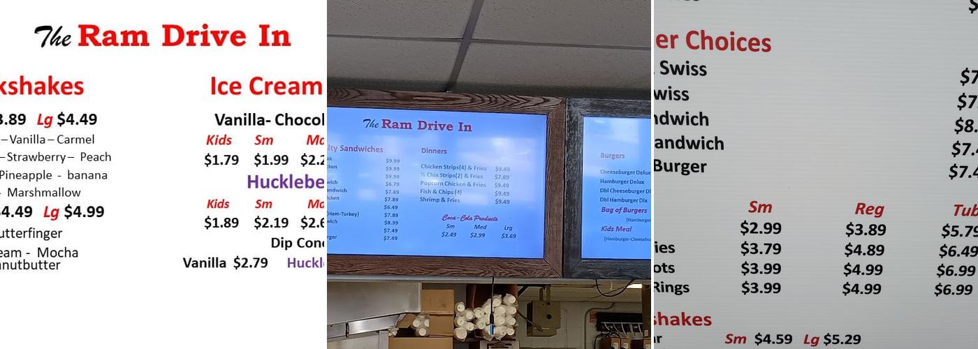 The Ram Drive-In Menu