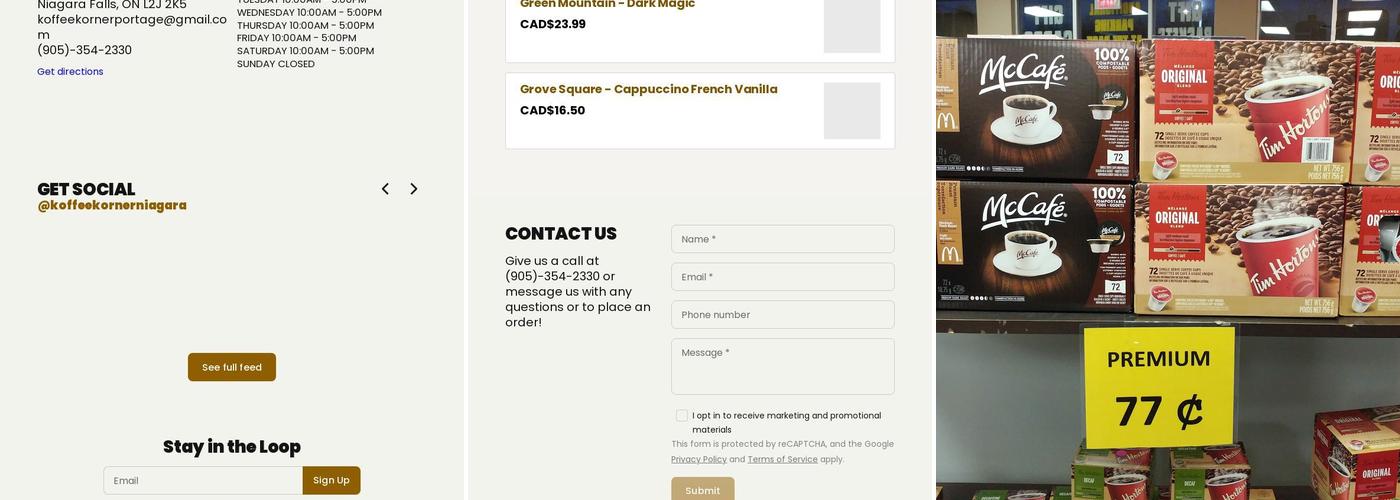 Koffee Korner Niagara Falls Menu