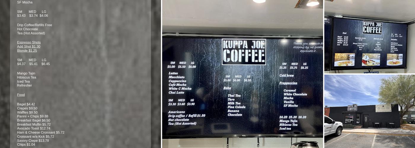 Kuppa Joe Coffee Menu