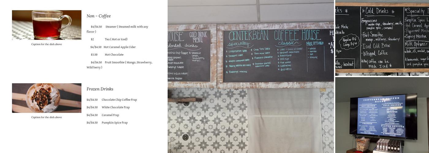 Centerbean Menu
