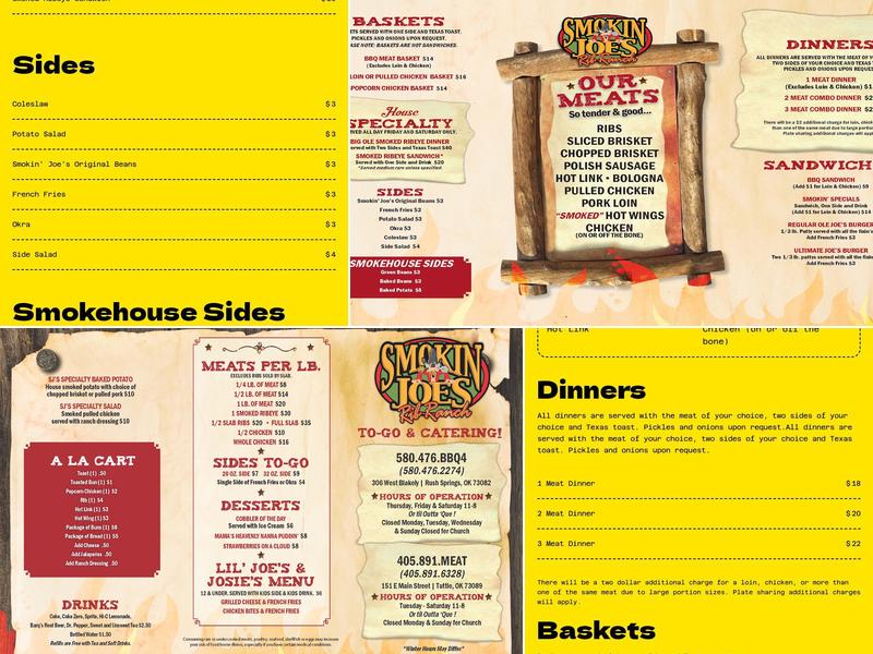 Smokin’ Joe`s Rib Ranch Tuttle, OK Menu