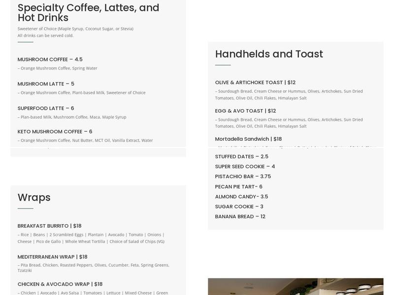 Essence Health and Juice Bar (FH) Menu