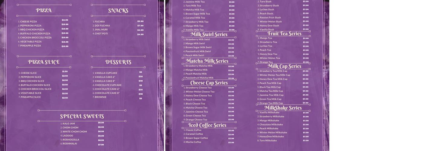 Bubble Tea Garden Menu