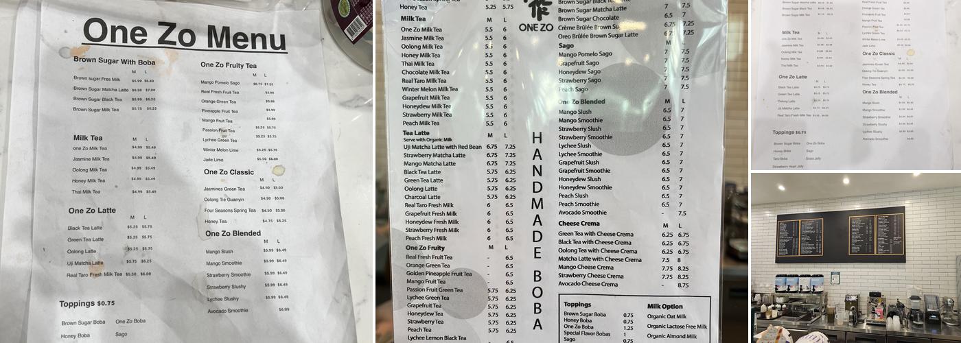 One Zo Menu