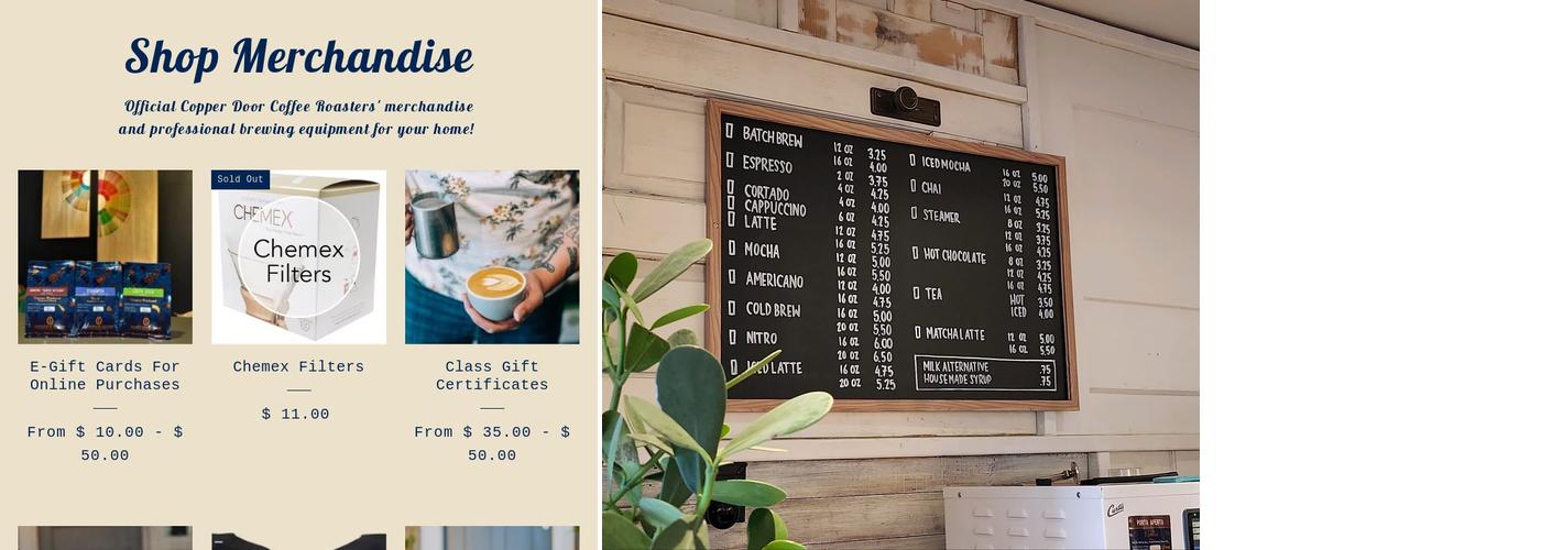 Copper Door Coffee Roasters Menu