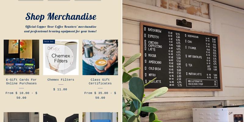 Copper Door Coffee Roasters Menu