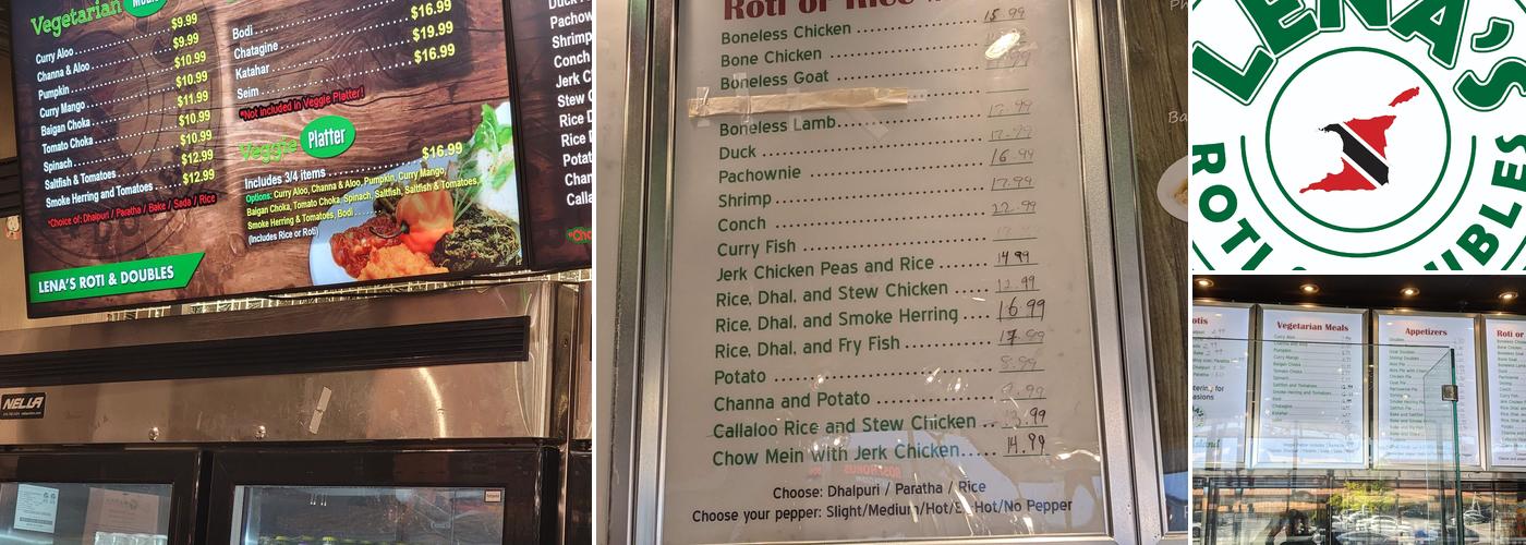 Lena's Roti & Doubles Menu