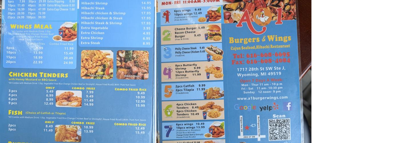A1. Burgers & Wings Menu