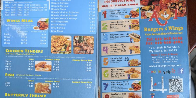 A1. Burgers & Wings Menu