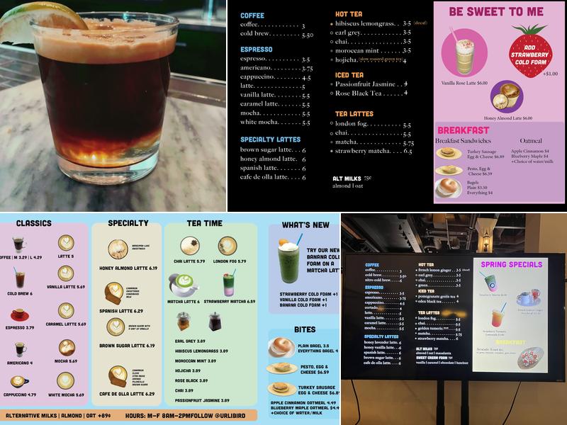 Urli Bird Coffee Company Menu