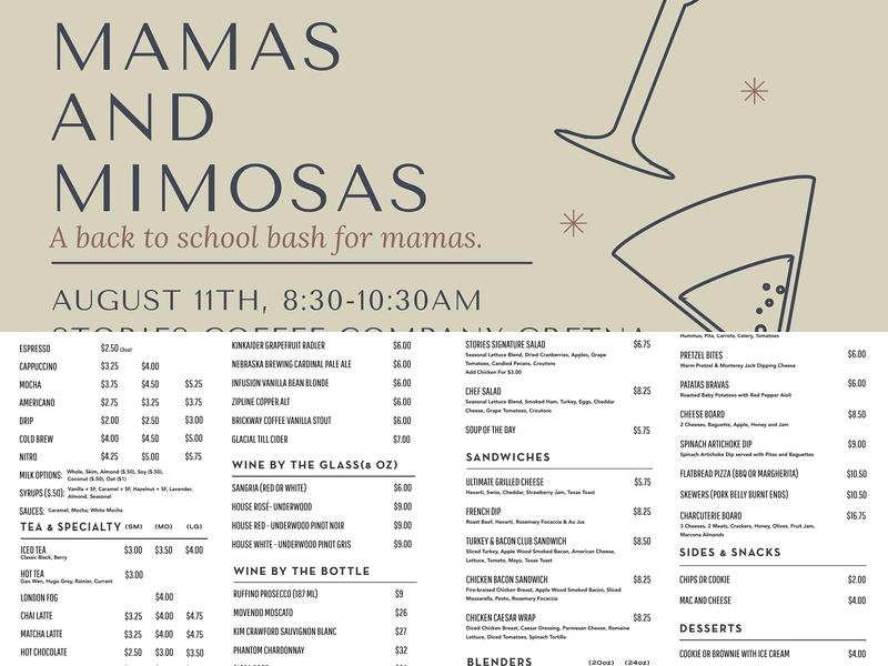 Stories Coffee Company Menu