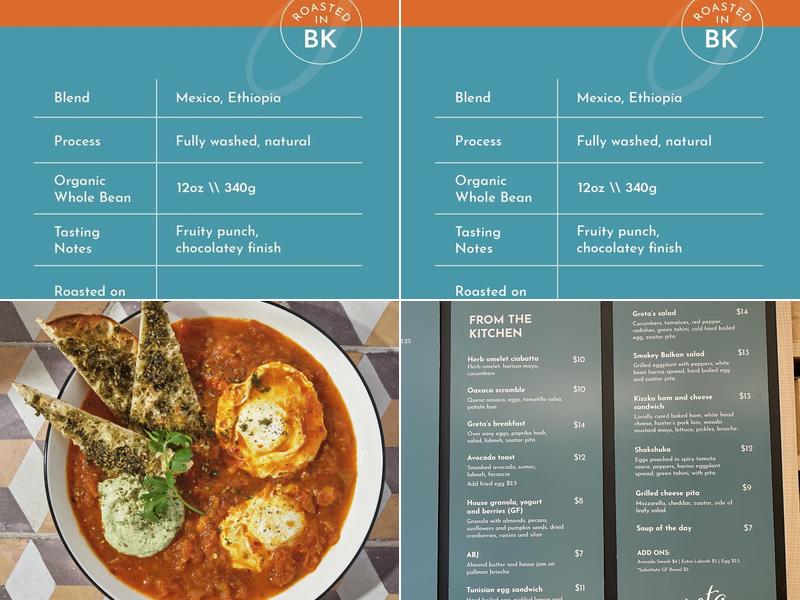 Greta - Greenpoint neighborhood coffee shop Menu