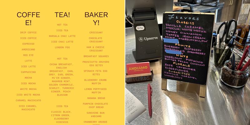 Andiamo Coffee & Tea Menu