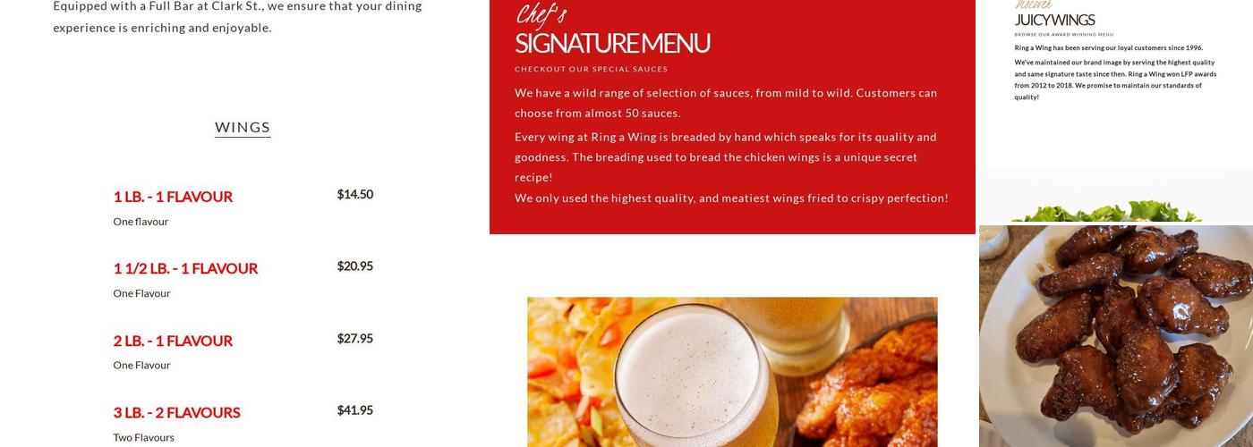 Ring A Wing Menu