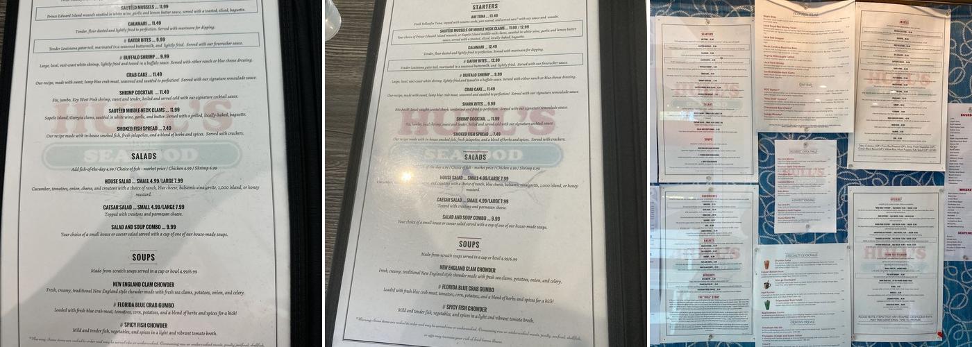Hull's Seafood Market Menu