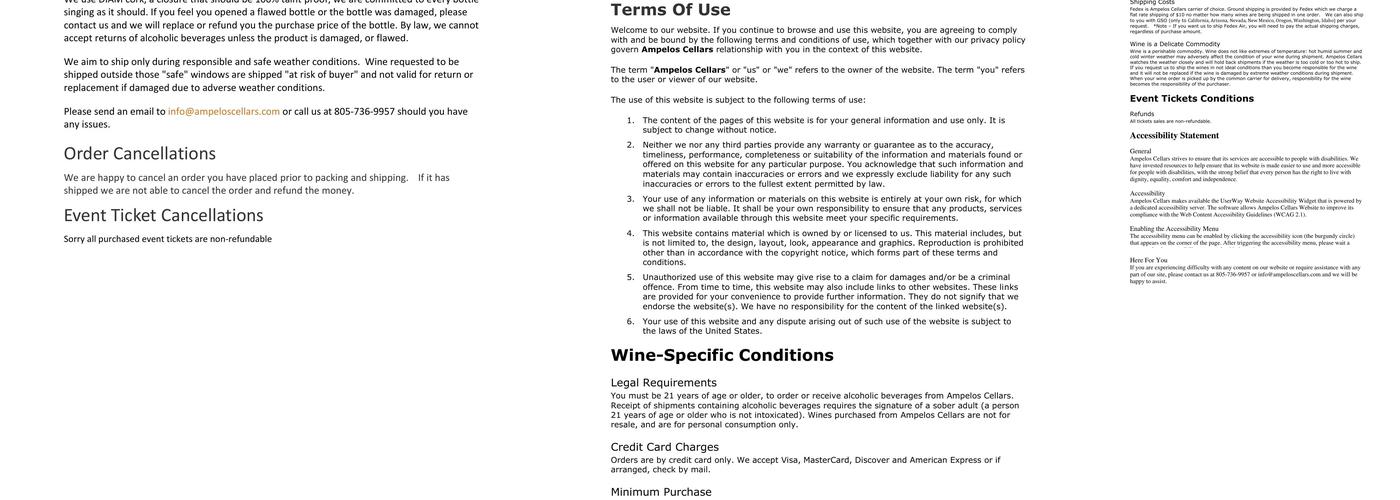 Ampelos Cellars Menu