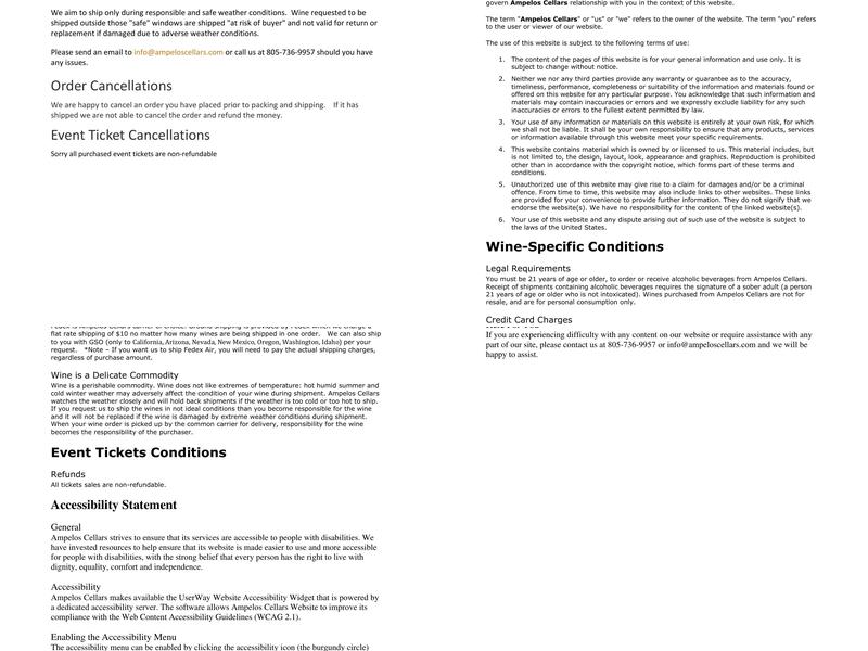 Ampelos Cellars Menu