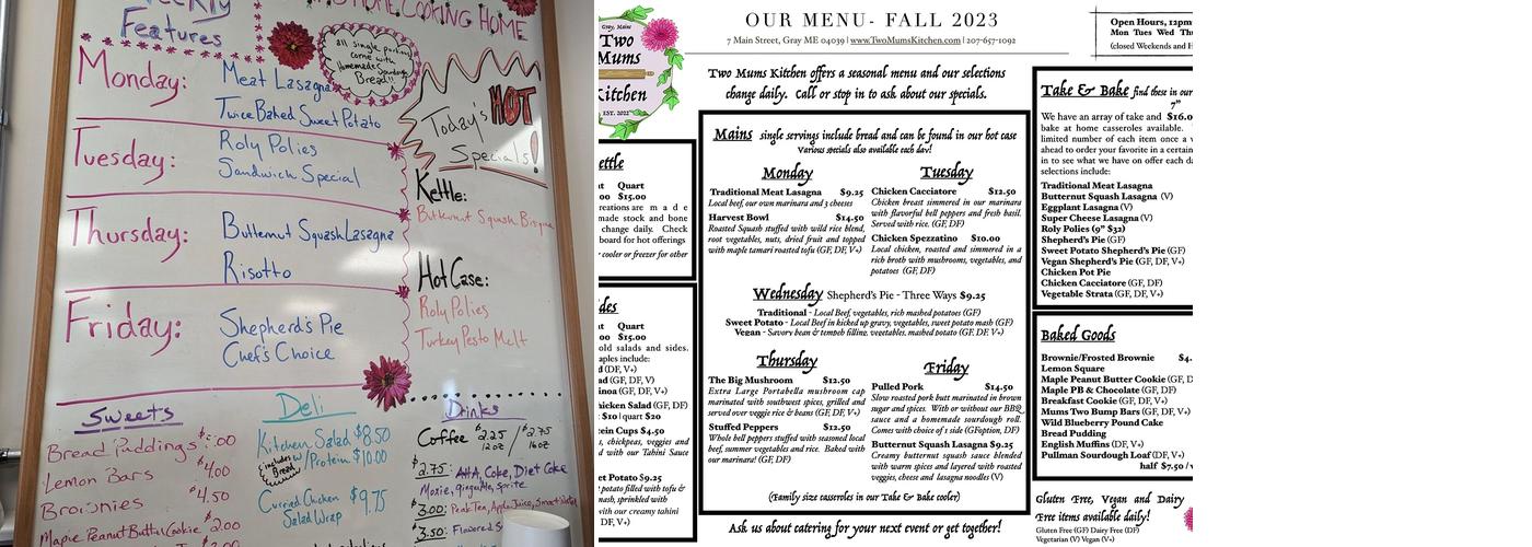 Two Mums Kitchen Menu