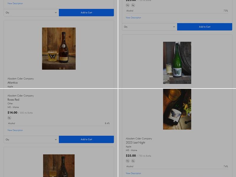 Absolem Cider Company Menu