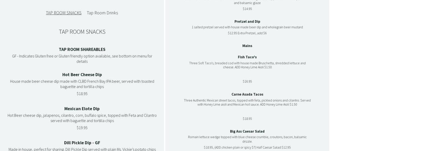 Cold Lake Brewing & Distilling Co. Menu