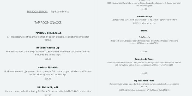 Cold Lake Brewing & Distilling Co. Menu