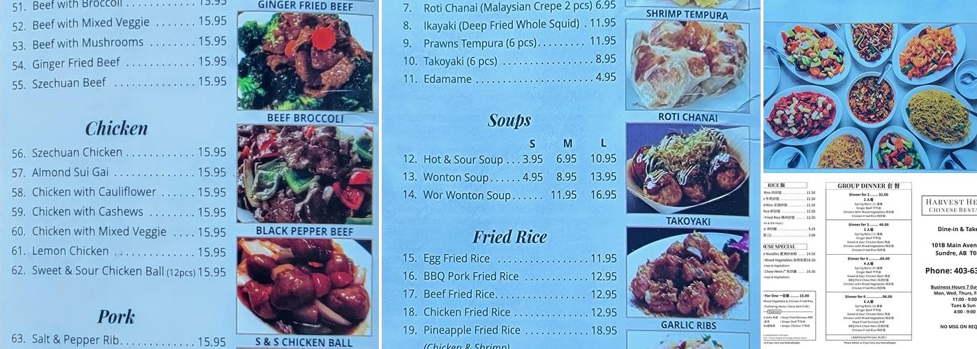 Harvest Heights Restaurant Menu