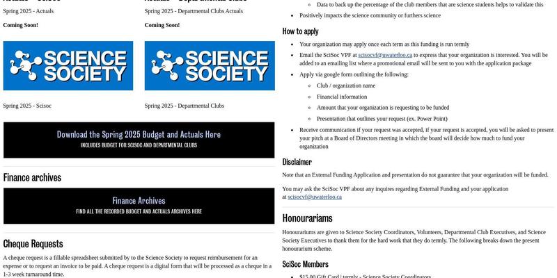 Science C&D Menu