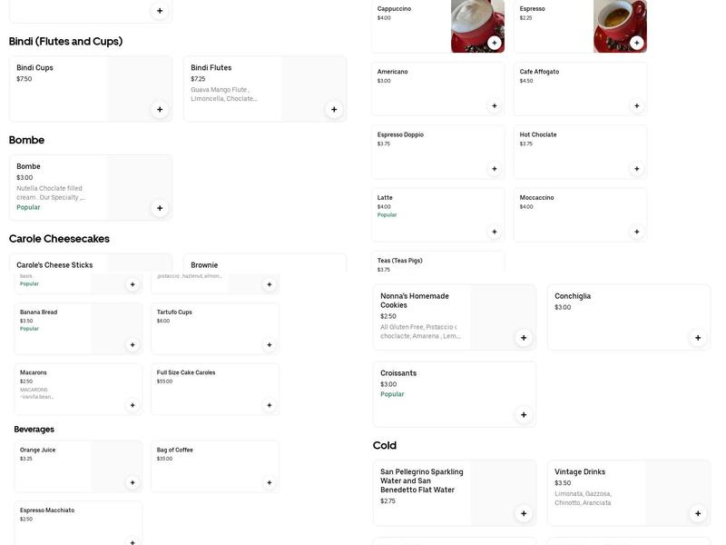 Spresso Dessert Bar Menu