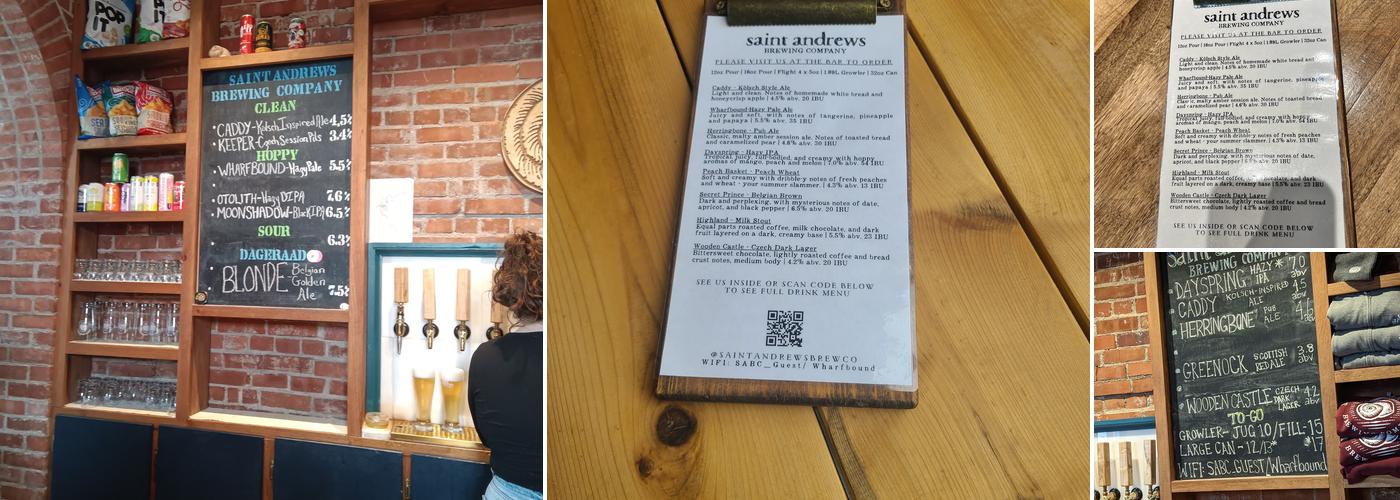 Saint Andrews Brewing Company Menu